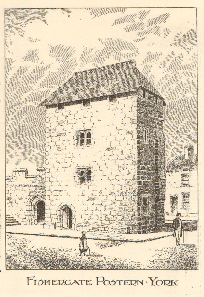 Fishergate Postern, York 1906 old antique vintage print picture
